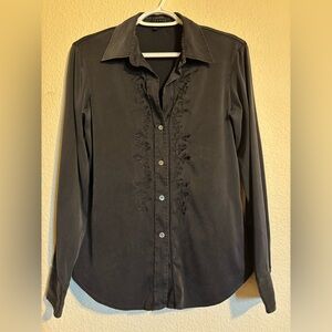 Theory Silky Washed effect Embroidered Button-Down Shirt